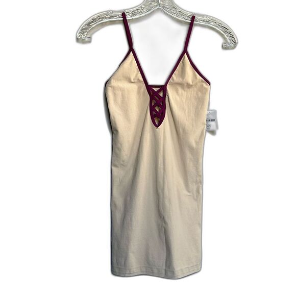 NWT Free People Deep V-neck Tunic Tank Top or Mini Slip Dress Nude Fuchsia XS/S - Picture 12 of 12